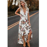 V Neck Sleeveless Floral Boho Maxi Elegant Style Holiday and Sunny day Dress