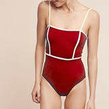 Premium Quality Halter Neck Full Body Blue Color Swimsuit With White Striping