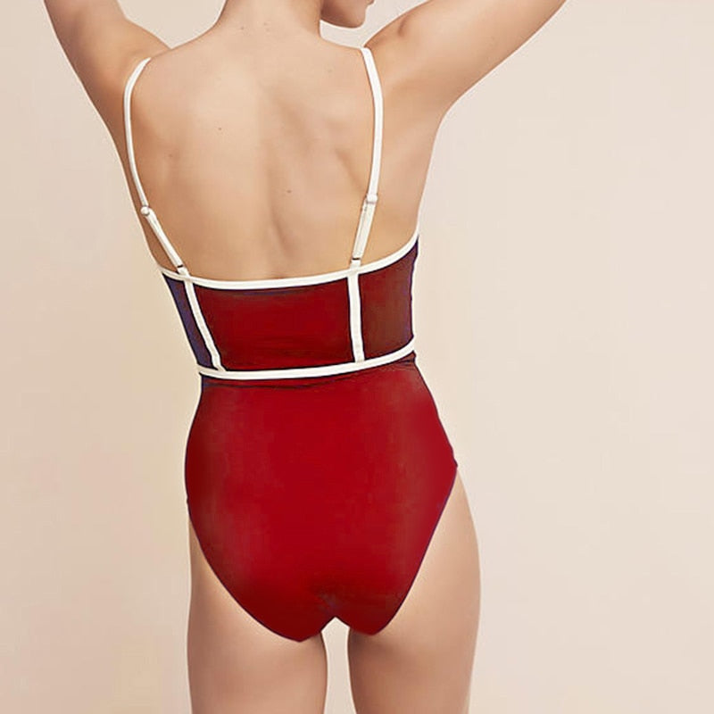 Premium Quality Halter Neck Full Body Blue Color Swimsuit With White Striping