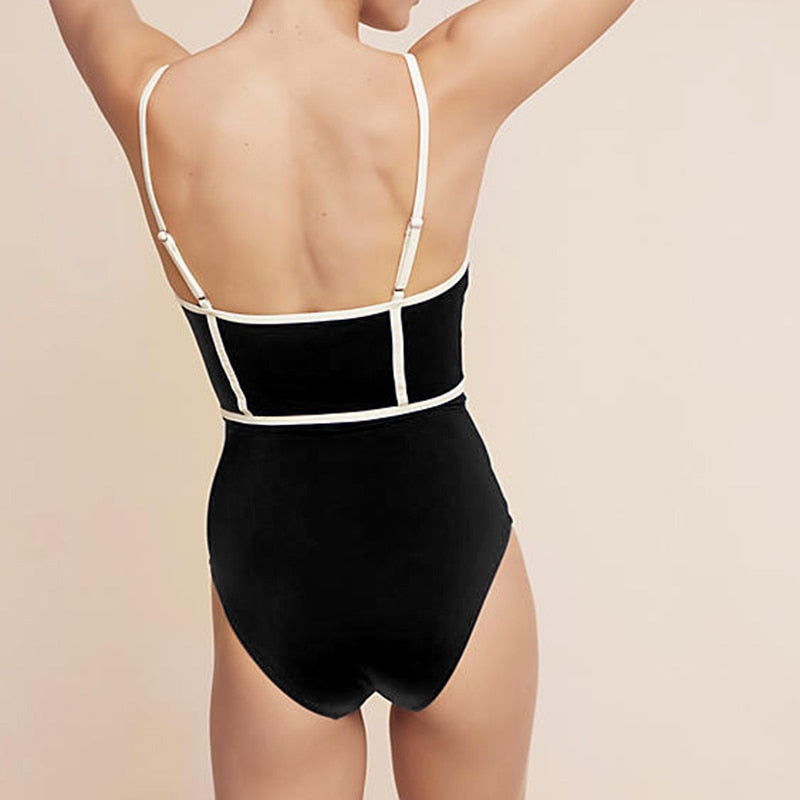 Premium Quality Halter Neck Full Body Blue Color Swimsuit With White Striping