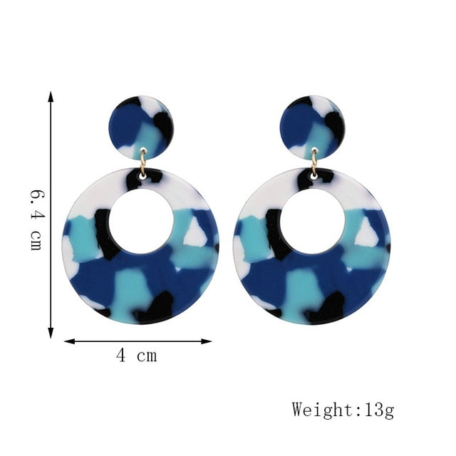 Round Ear Drop Acrylic Boho Earring For Women