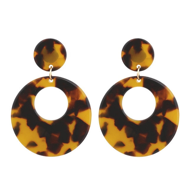 Round Ear Drop Acrylic Boho Earring For Women