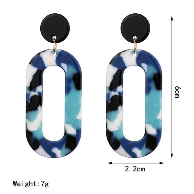 Round Ear Drop Acrylic Boho Earring For Women