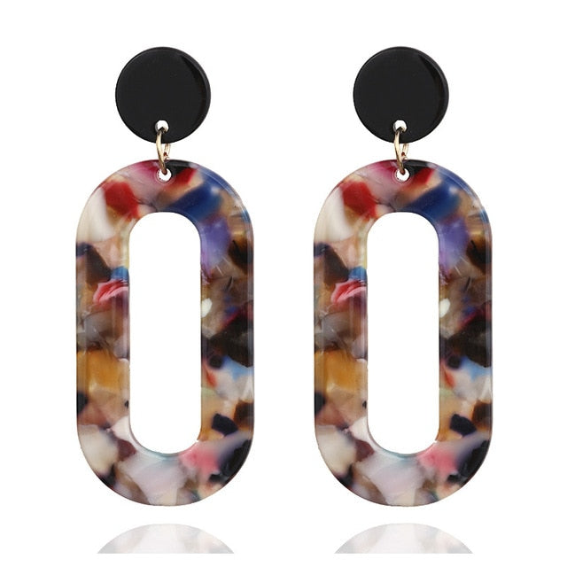 Round Ear Drop Acrylic Boho Earring For Women