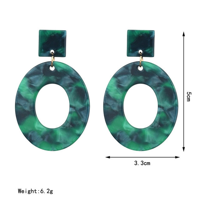 Round Ear Drop Acrylic Boho Earring For Women
