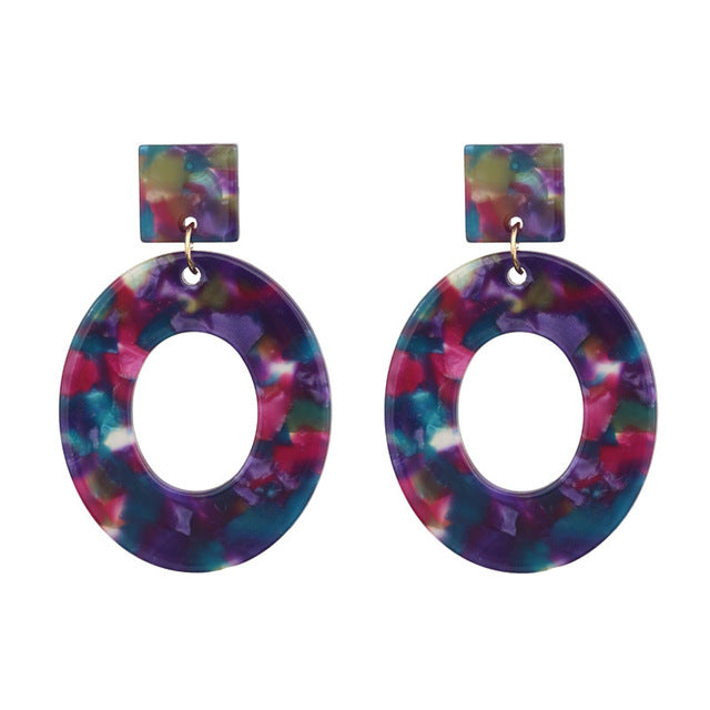 Round Ear Drop Acrylic Boho Earring For Women