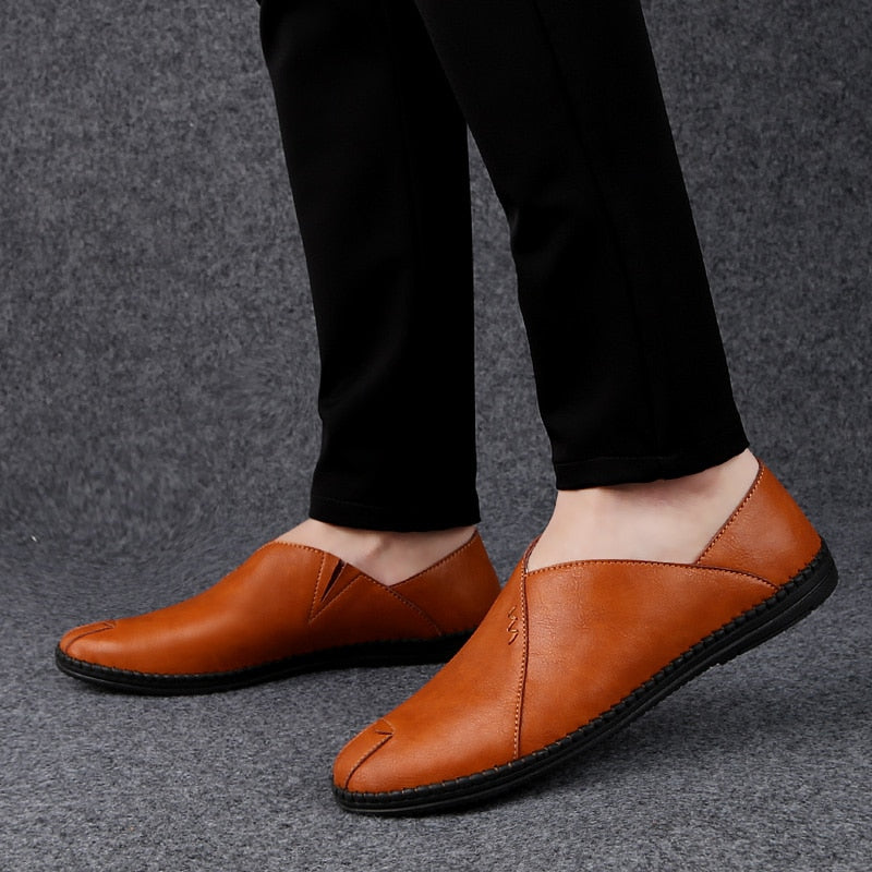 Split Leather Upper With Outsole Rubber PU Mens Casual Loafer Boat Shoe