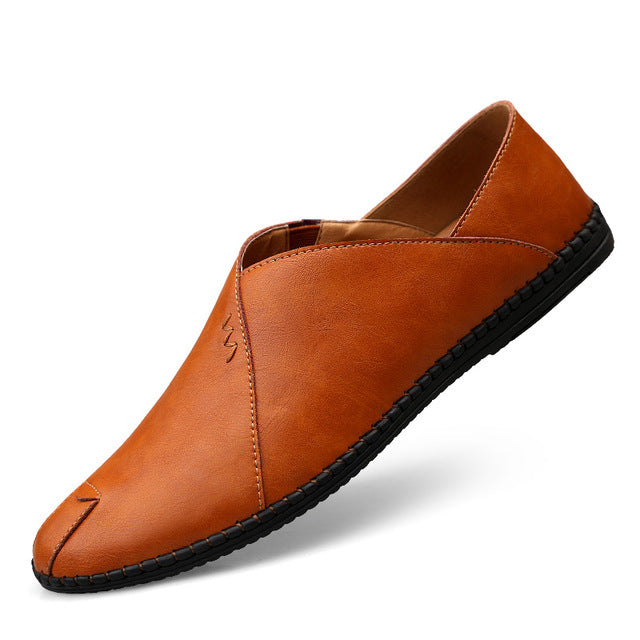 Split Leather Upper With Outsole Rubber PU Mens Casual Loafer Boat Shoe