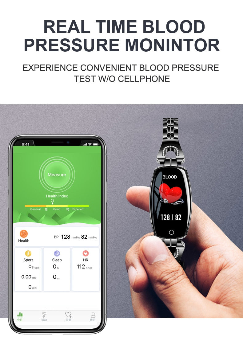 Heart Rate Monitoring Women Waterproof Smart Bluetooth Smartwatch For IOS & Android