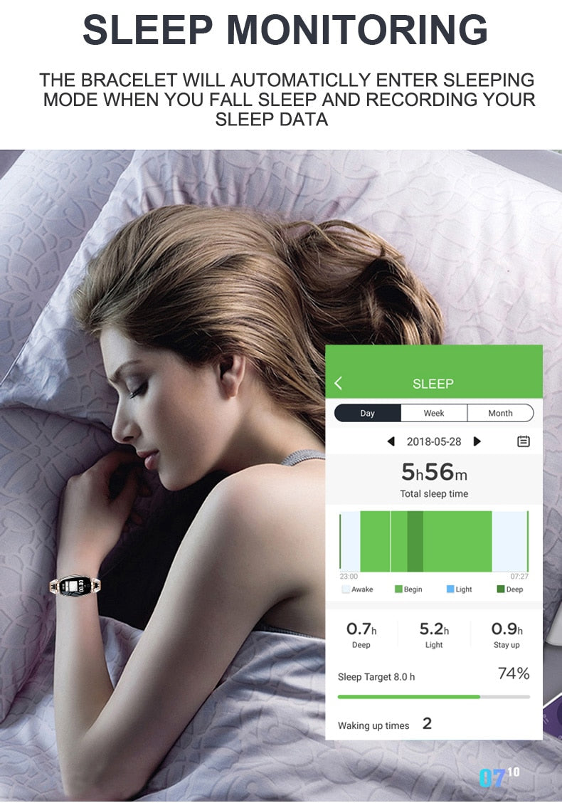 Heart Rate Monitoring Women Waterproof Smart Bluetooth Smartwatch For IOS & Android