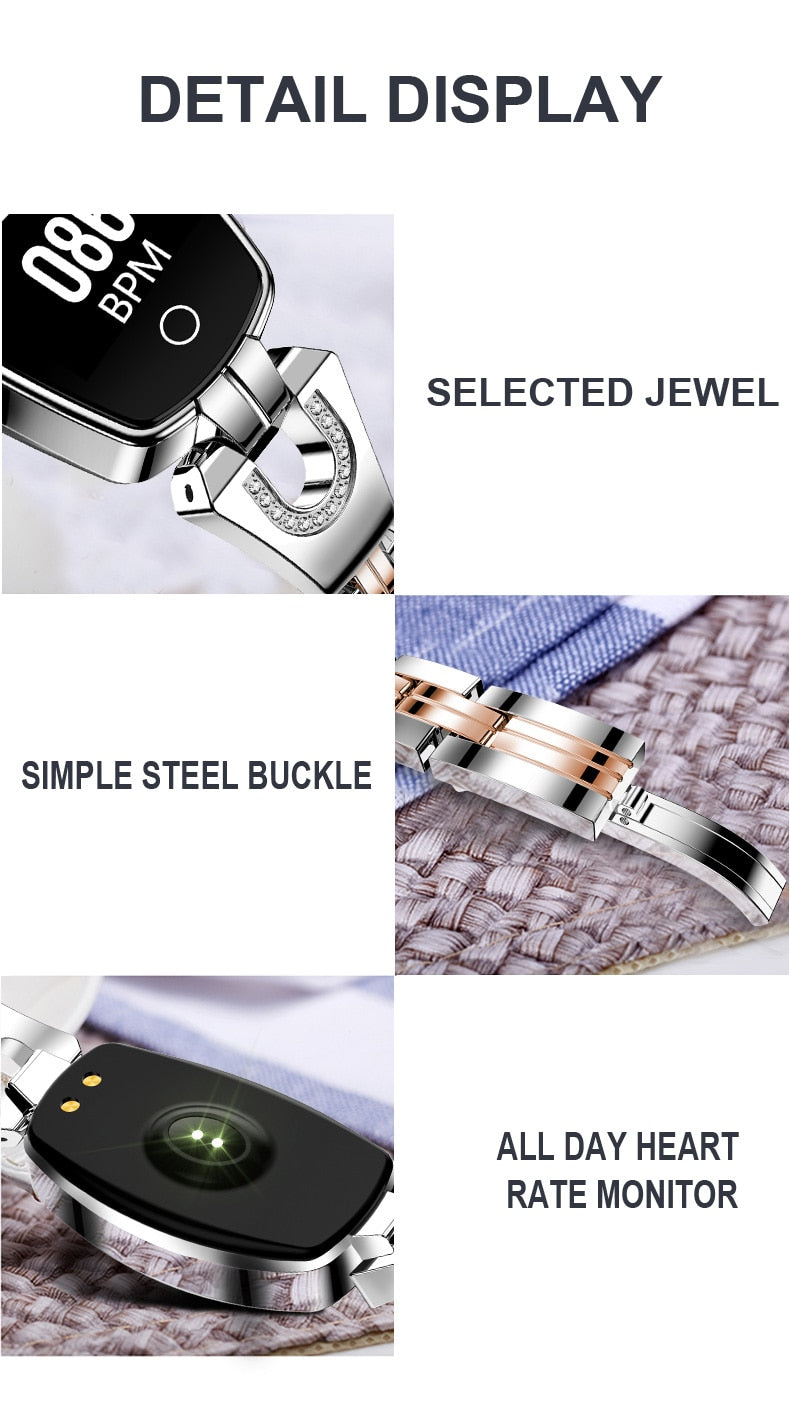 Heart Rate Monitoring Women Waterproof Smart Bluetooth Smartwatch For IOS & Android