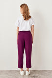 Ladies Plum Arched Lyocell Pants With Belt