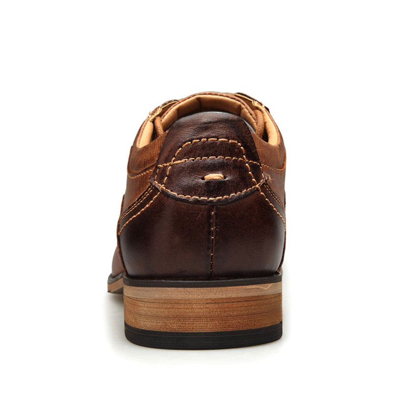 Pure Leather Lace Up Men Breathable Oxford Shoe