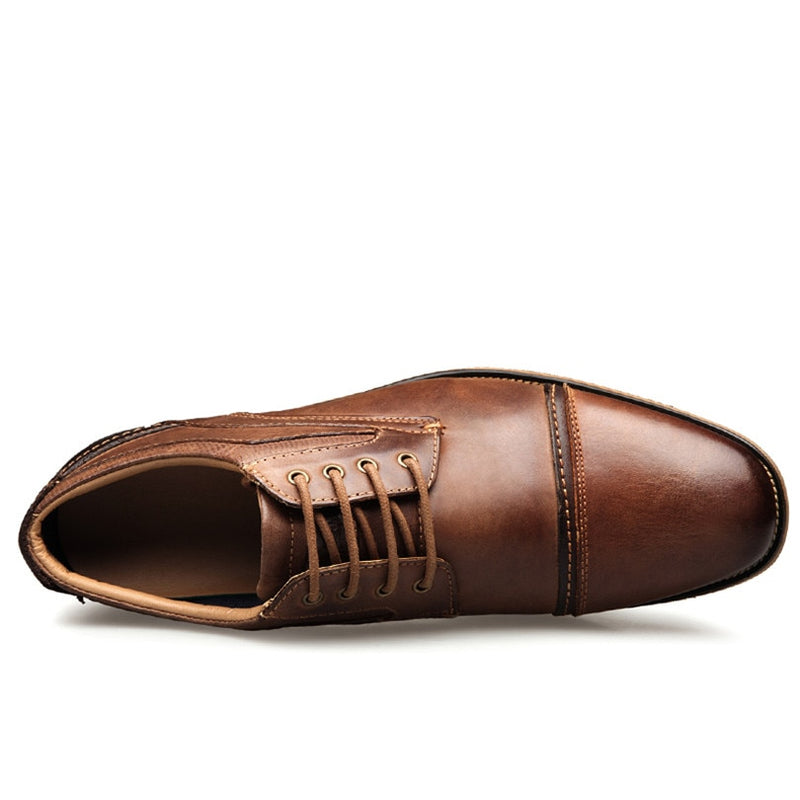Pure Leather Lace Up Men Breathable Oxford Shoe
