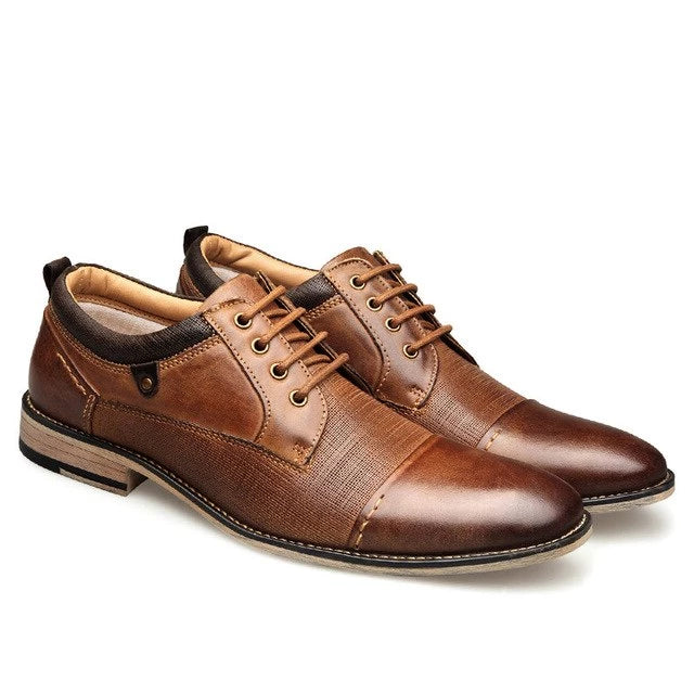 Pure Leather Lace Up Men Breathable Oxford Shoe