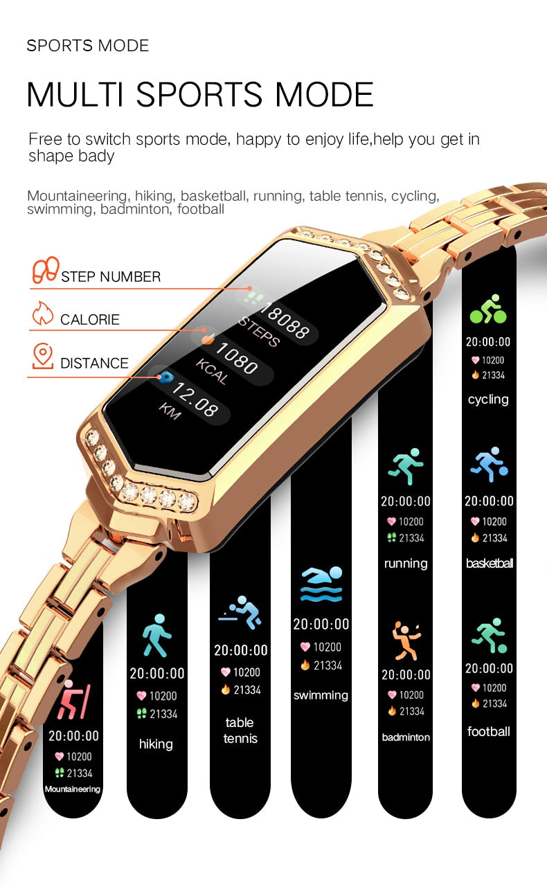 Dual Mood Blood Pressure & Heart Rate Monitoring Ladies  Bluetooth Smartwatch