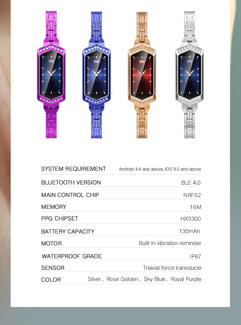 Dual Mood Blood Pressure & Heart Rate Monitoring Ladies  Bluetooth Smartwatch