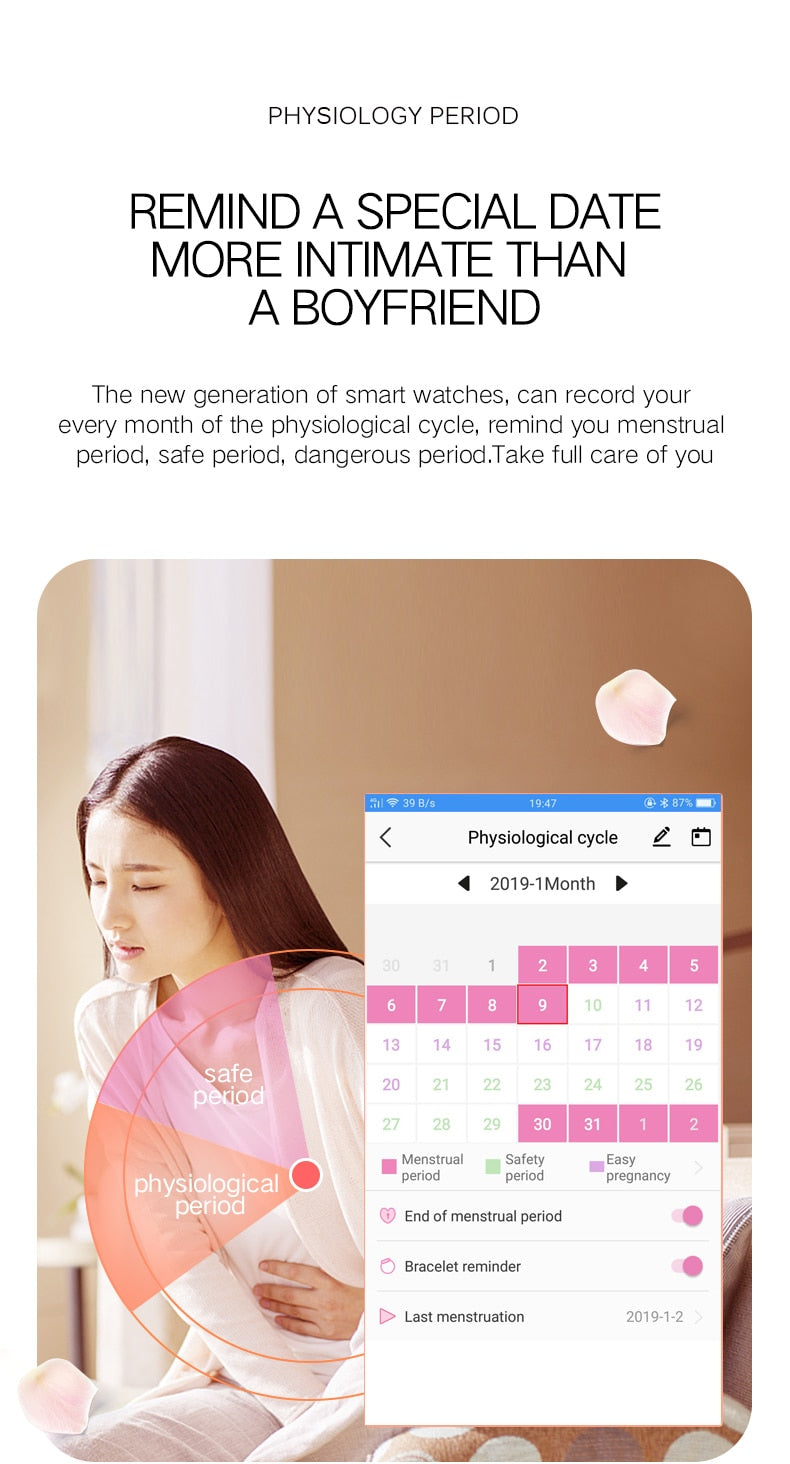 Dual Mood Blood Pressure & Heart Rate Monitoring Ladies  Bluetooth Smartwatch