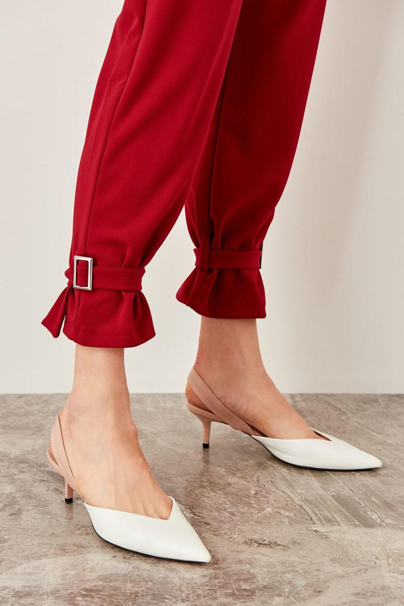 Red Belt Detail Knitted Pants