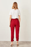 Red Belt Detail Knitted Pants