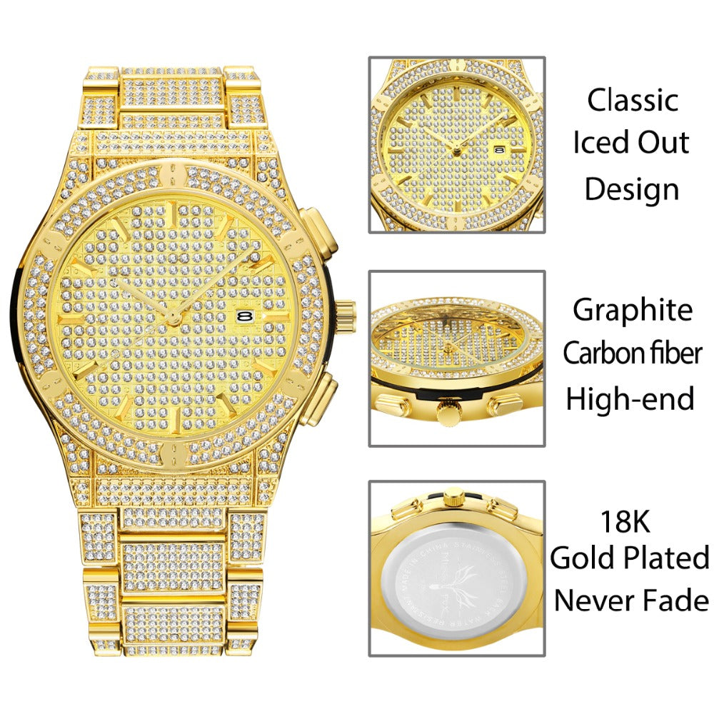 Analog Water Resistant Full Diamond Watch