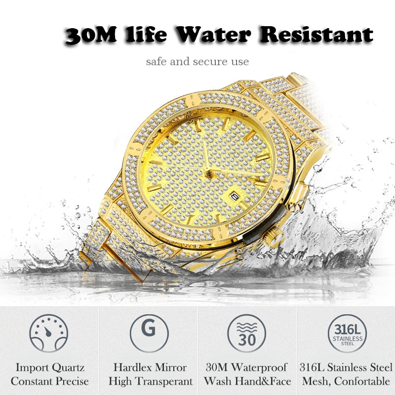 Analog Water Resistant Full Diamond Watch