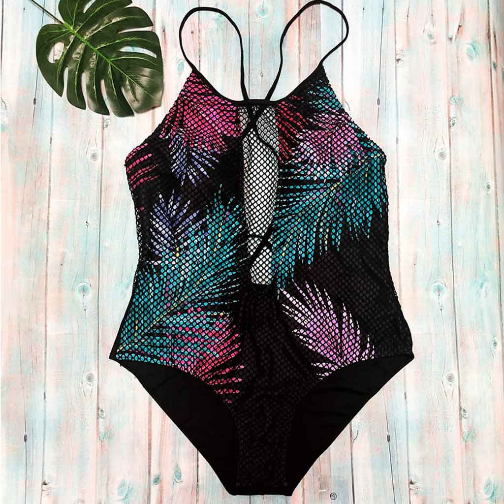 Beach Mesh Up One Piece Swimsuit Plus Size 3XL Push Up Women Swimsuit Sexy Summer 2019
