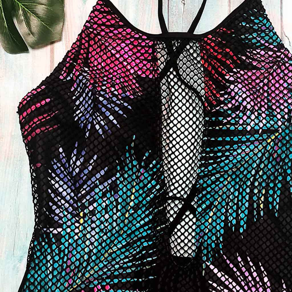 Beach Mesh Up One Piece Swimsuit Plus Size 3XL Push Up Women Swimsuit Sexy Summer 2019