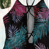 Beach Mesh Up One Piece Swimsuit Plus Size 3XL Push Up Women Swimsuit Sexy Summer 2019