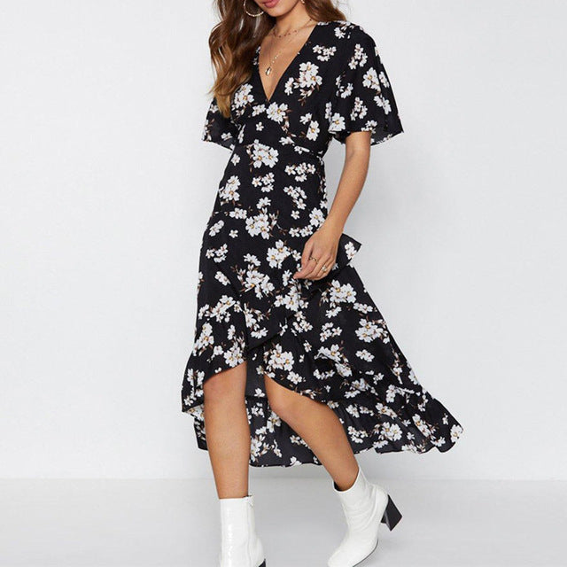 Premium Quality Designed Ladies Chiffon Ruffle Loose Summer Dress