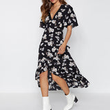 Premium Quality Designed Ladies Chiffon Ruffle Loose Summer Dress