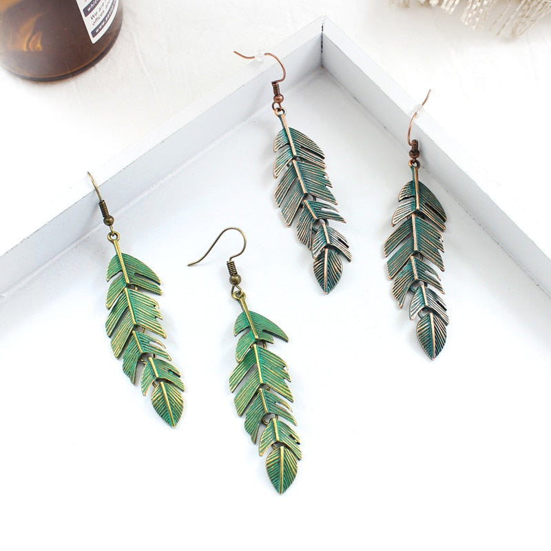 Boho Style Drop Down Vintage Leaves Tassel