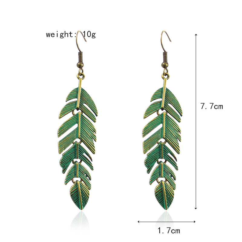 Boho Style Drop Down Vintage Leaves Tassel