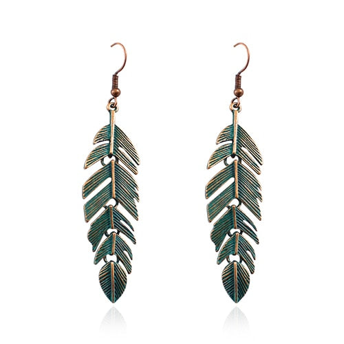 Boho Style Drop Down Vintage Leaves Tassel