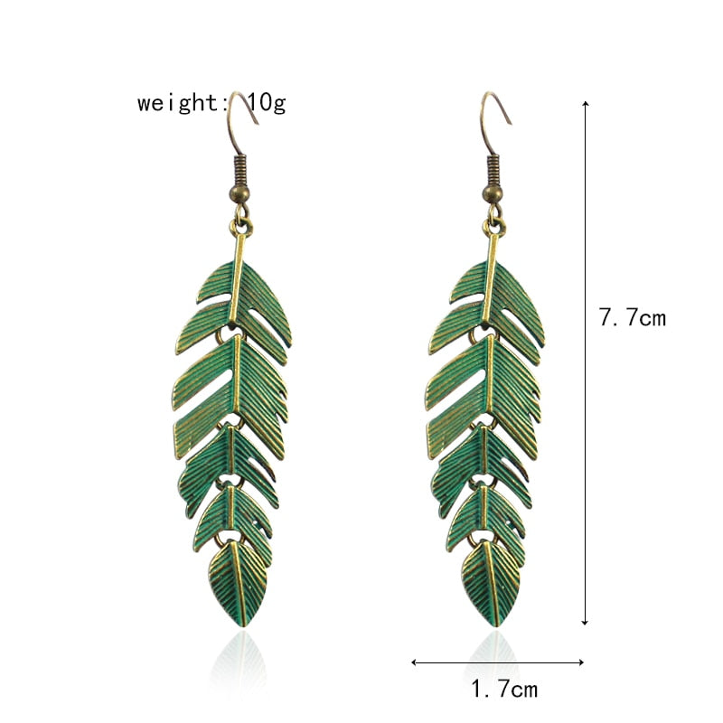 Boho Style Drop Down Vintage Leaves Tassel