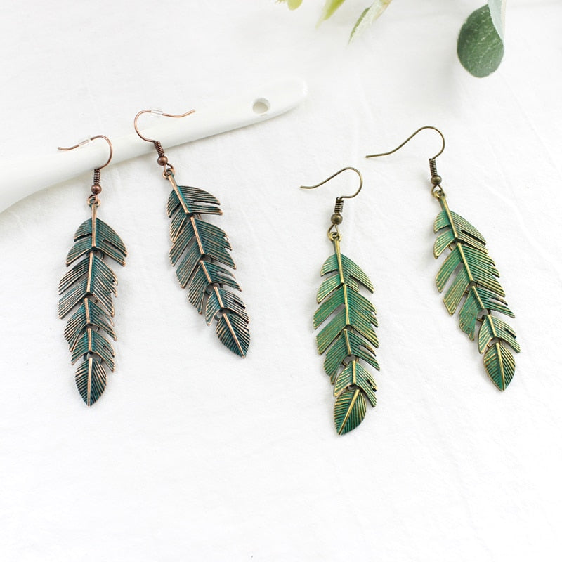 Boho Style Drop Down Vintage Leaves Tassel