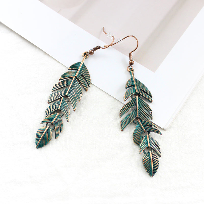 Boho Style Drop Down Vintage Leaves Tassel