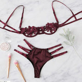G string unpadded lace up lingerie set 2019