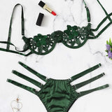 G string unpadded lace up lingerie set 2019