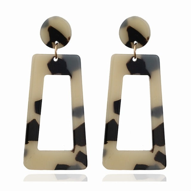 Square Shaped Tortoiseshell Earning