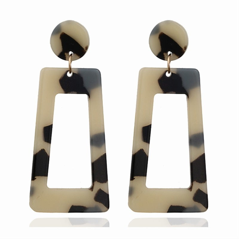 Square Shaped Tortoiseshell Earning