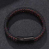 Pure Leather Mens Gorgeous Red &Black Mixed Bracelet