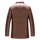 Single Breasted Slim Fit Men Casual Lather Blazer Jacket