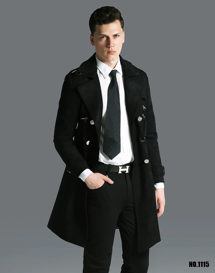 Double Breasted Adjustable Waist Long Winter Windproof Trench