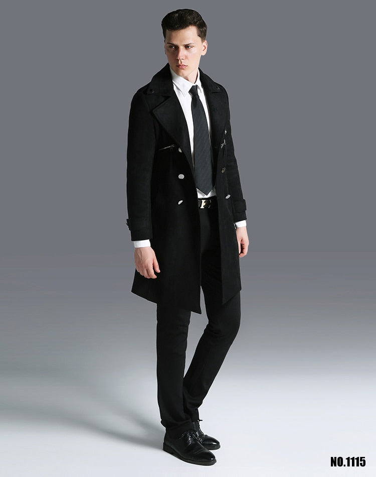 Double Breasted Adjustable Waist Long Winter Windproof Trench