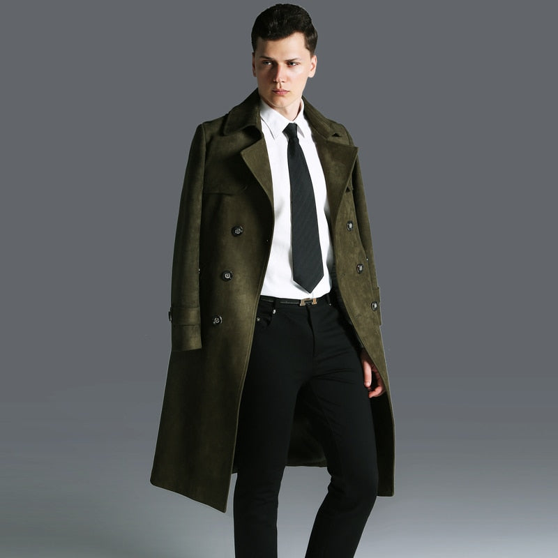 Double breasted Men Long Trench Coat The Cold Breaker