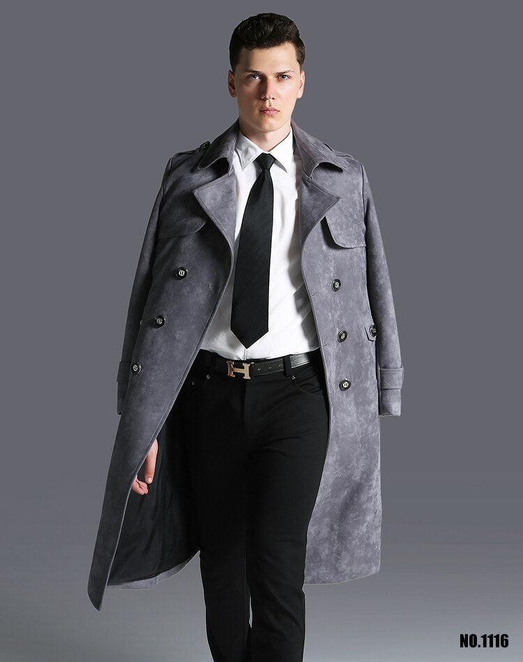 Double breasted Men Long Trench Coat The Cold Breaker