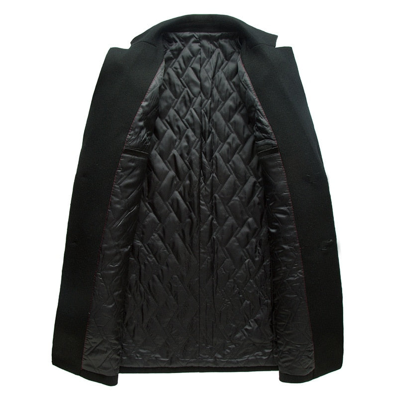 Mens Single Breasted Warmer Woolen Trench Coat