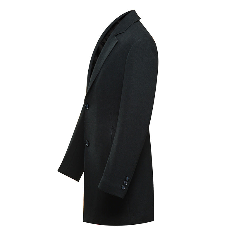 Mens Single Breasted Warmer Woolen Trench Coat