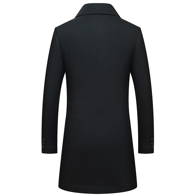 Mens Single Breasted Warmer Woolen Trench Coat